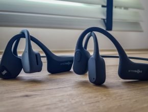 (Left) Aftershokz Air. (Right) Aftershokz Aeropex
